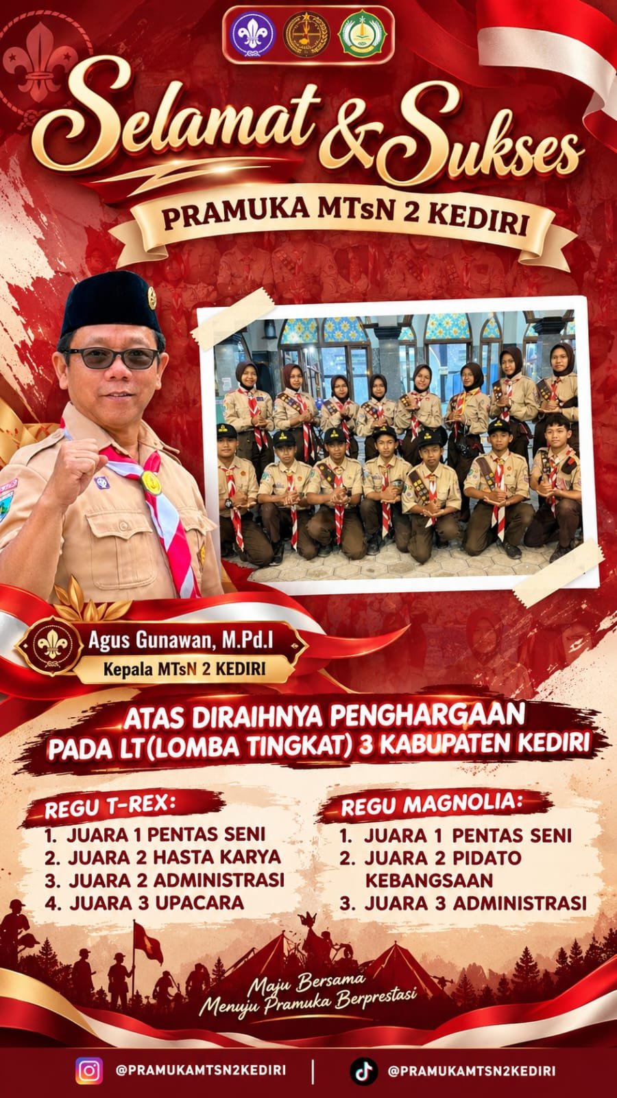 Pramuka MTsN 2 Kediri Raih Prestasi Membanggakan pada LT 3 Kabupaten Kediri